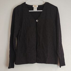 Talbots Black Textured Cardigan